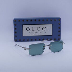 Final Price! Gucci GG1703S 002 Silver/Green Sunglasses